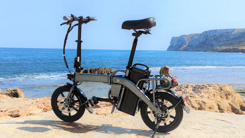 Side view of the Fiido L3 e-bike on the beach