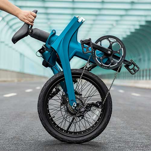 Side view of the folded Fiido X e-bike