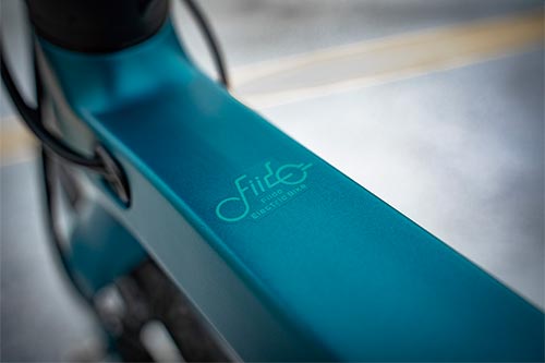 Logo on Fiido X e-bike Close-up image